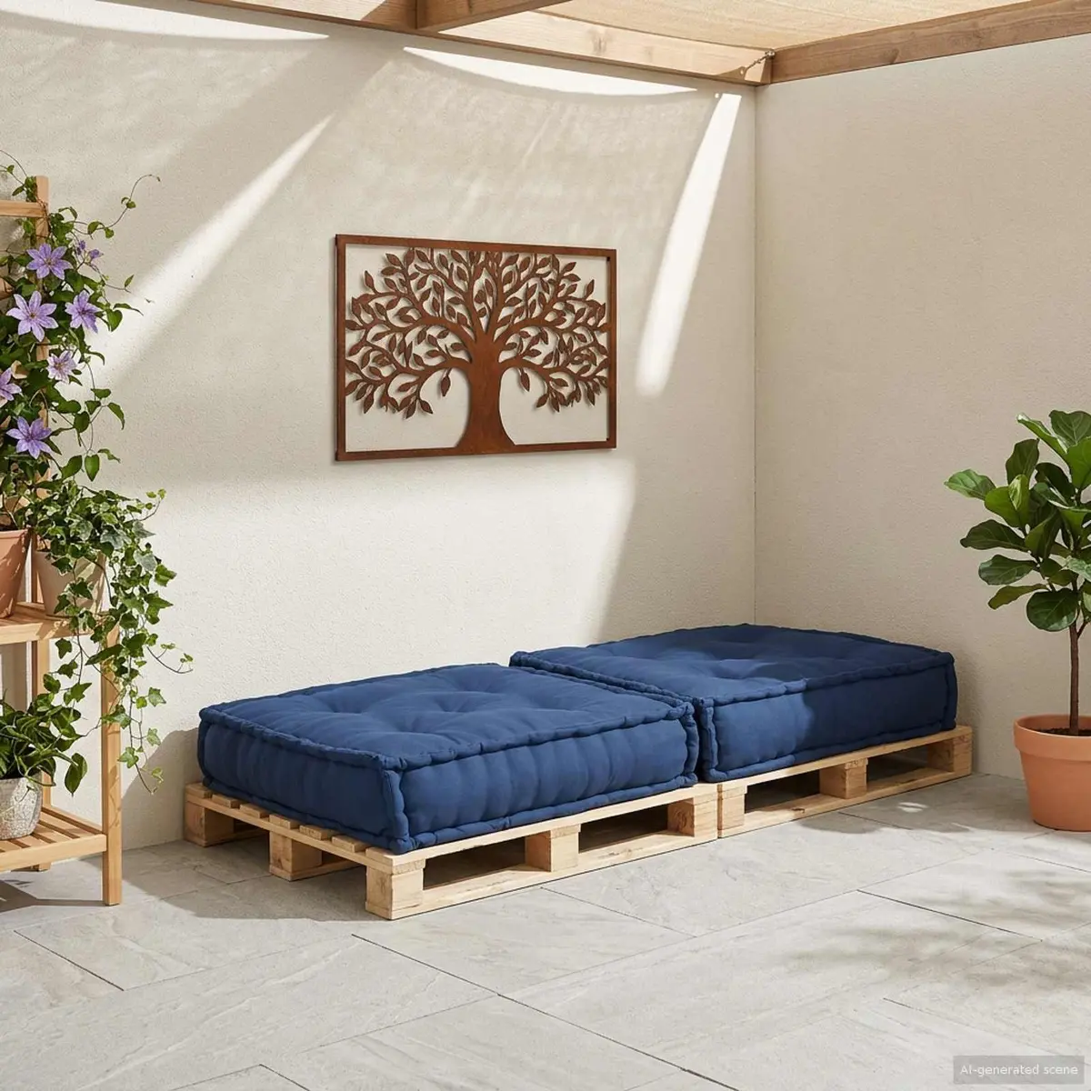 Blue Modular Sofa Unit 70x70x36cm
