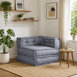 Grey Modular Sofa Unit - Dimensions 70x70x56cm, Fabric Material