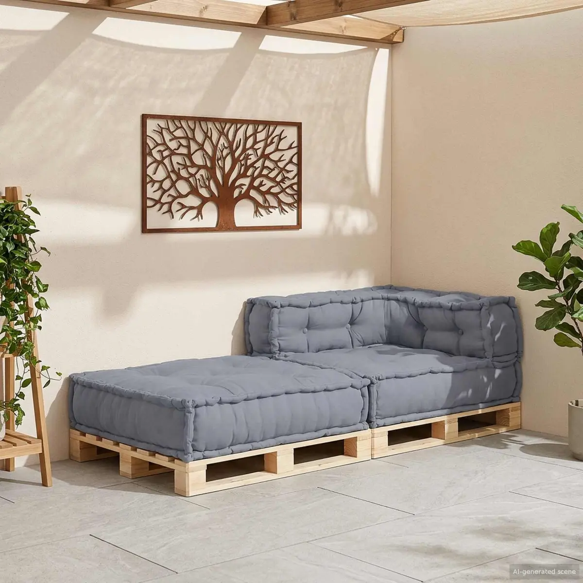 Grey Modular Sofa Unit 70x70x56cm with Fabric Cushion