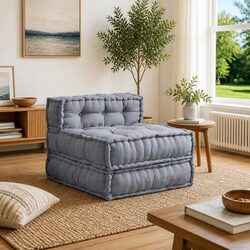 Modular Sofa Unit - Grey Fabric, 70x70x56cm Dimensions