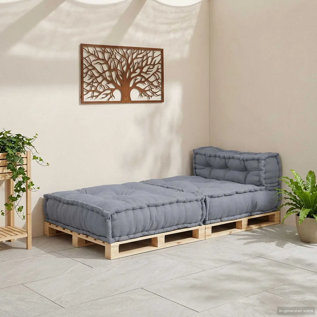 Modular Sofa Unit Grey 70x70x56cm Fabric Cushion Seating Indoor Outdoor Lounge