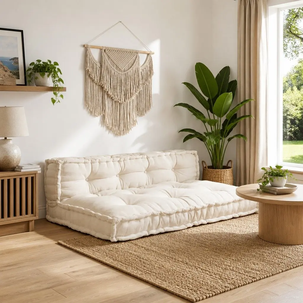 Pallet Sofa Cushion 2 pcs Cream 120 x 80 x 38 cm Modern Indoor Outdoor Seating