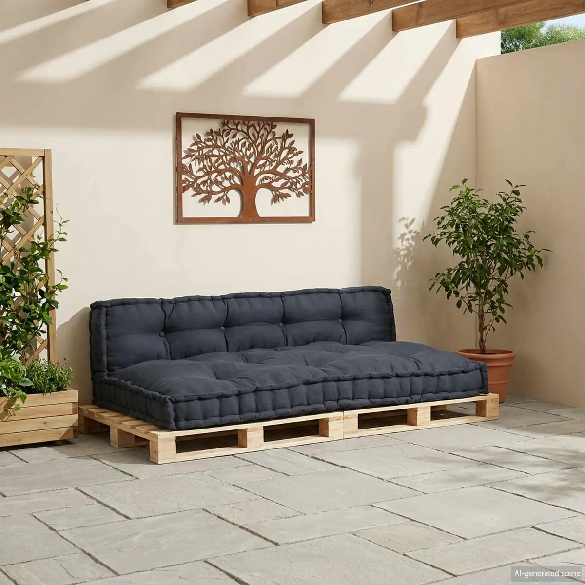 Pallet Sofa Cushion Set for Living Room Patio Outdoor 120 x 80 x 38 cm Anthracite Fabric Upholstery Modern