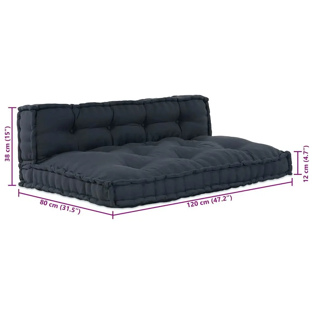 Pallet Sofa Cushion Set for Living Room Patio Outdoor 120 x 80 x 38 cm Anthracite Fabric Upholstery Modern