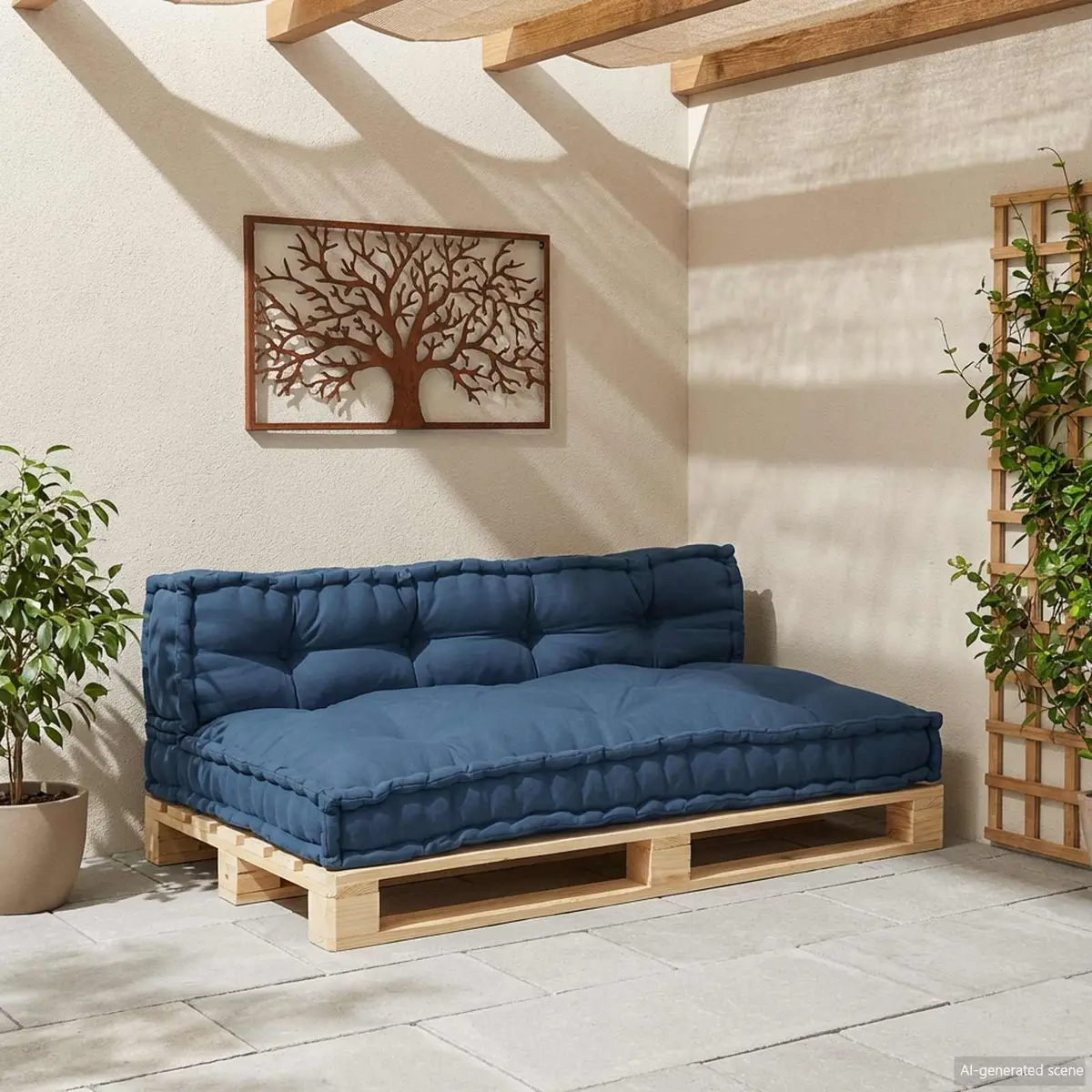 Pallet Sofa Cushion 2 pcs Blue 120 x 80 x 38 cm Fabric Indoor Outdoor