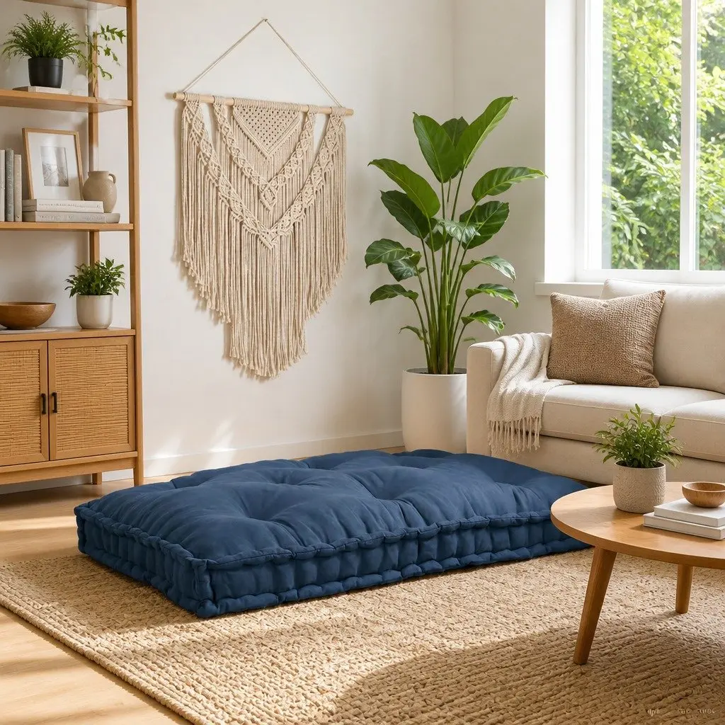 Pallet Sofa Cushion 120 x 80 x 12 cm Blue Fabric Indoor Outdoor Modular