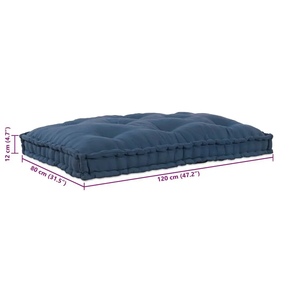 Modular Cushion for Pallet Sofa Indoor Outdoor 120cm x 80cm x 12cm Blue Fabric Breathable Foam Fill