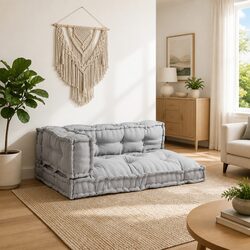 3-Piece Pallet Sofa Cushion Set - Grey, 120 x 80 x 38 cm