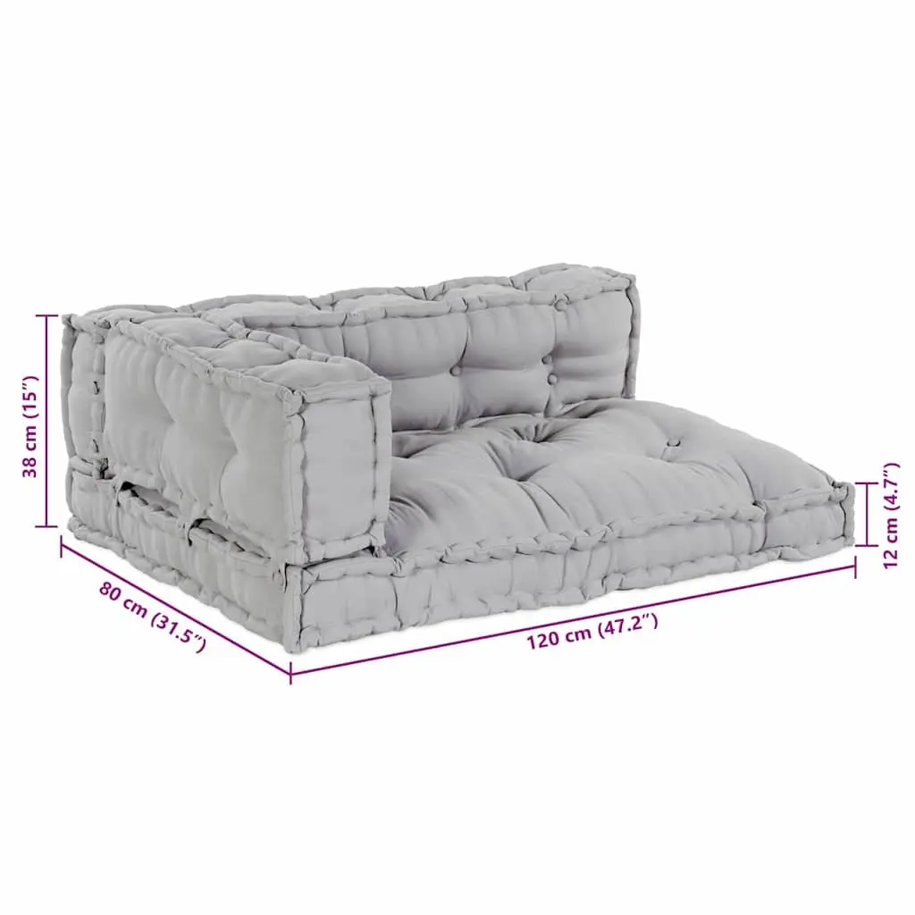 Pallet Sofa Cushion Indoor Outdoor 120 x 80 x 38 cm 3 Pieces Grey Modular Foam Seat Cushions