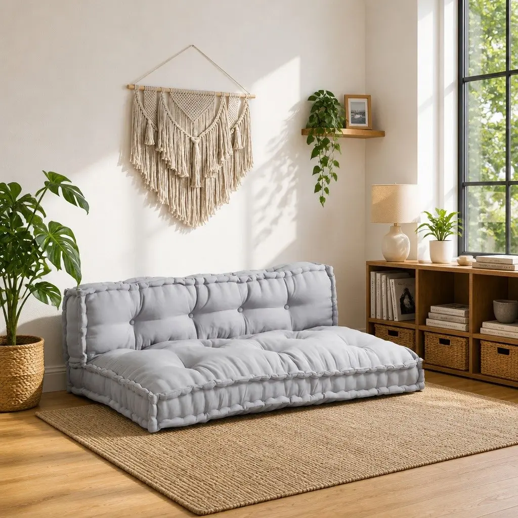Pallet Sofa Cushion 2 pcs Grey 120x80x38cm Fabric Modular Indoor Outdoor Seating
