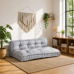 Pallet Sofa Cushion Set: Grey Fabric, 120x80x38cm, 2 pcs