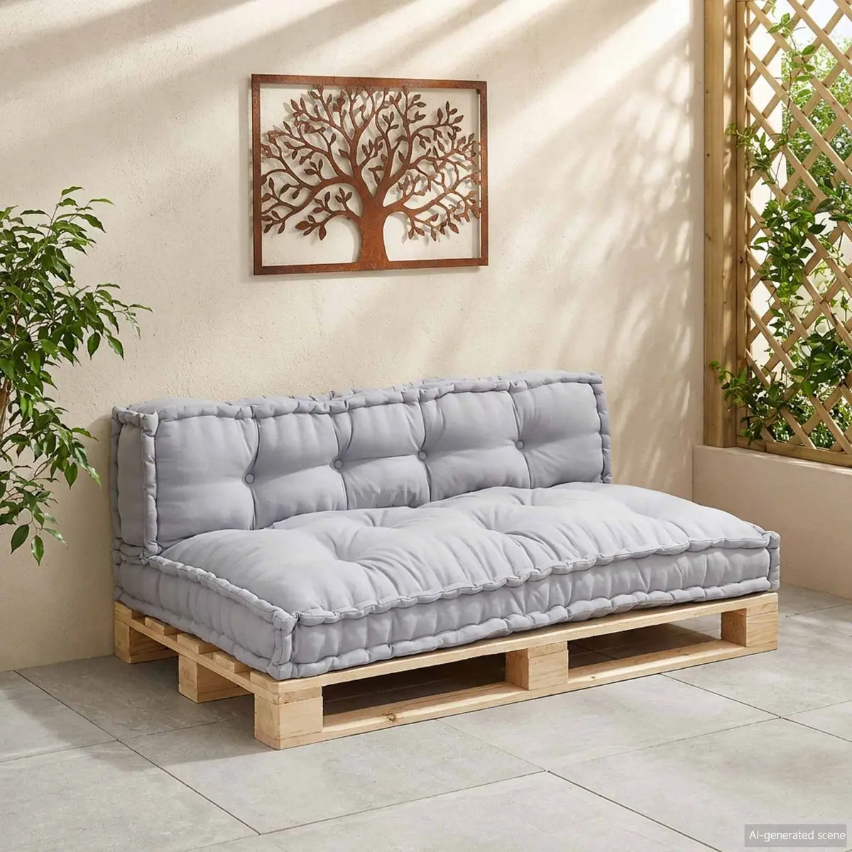 Pallet Sofa Cushion 2 pcs Grey 120x80x38cm Fabric Modular Indoor Outdoor Seating