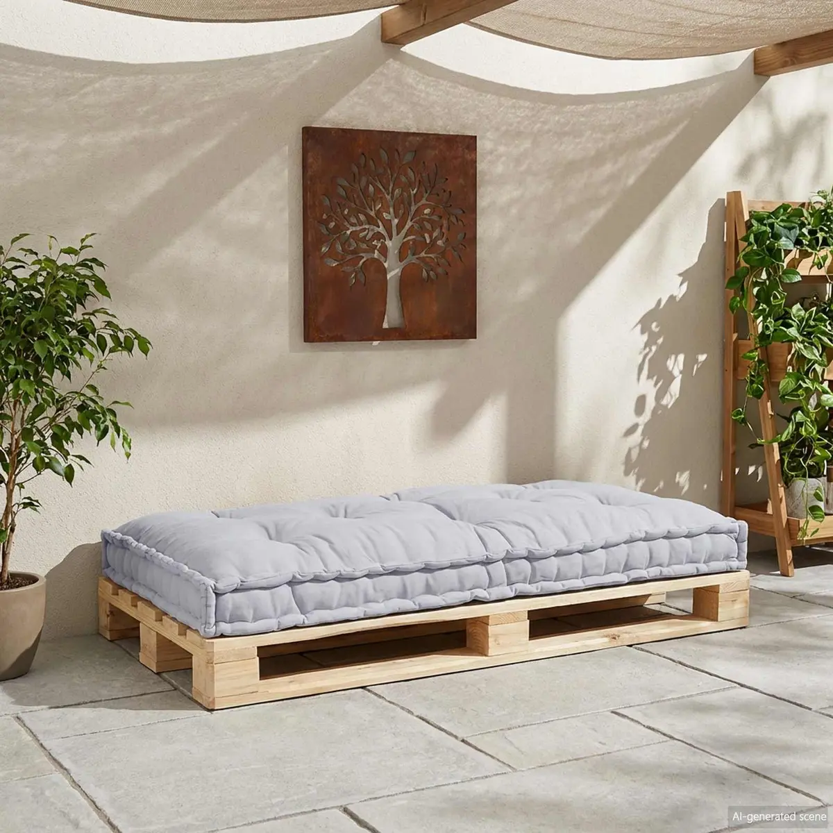 Pallet Sofa Cushion Indoor Outdoor Grey 120 x 80 x 12 cm Modular Fabric