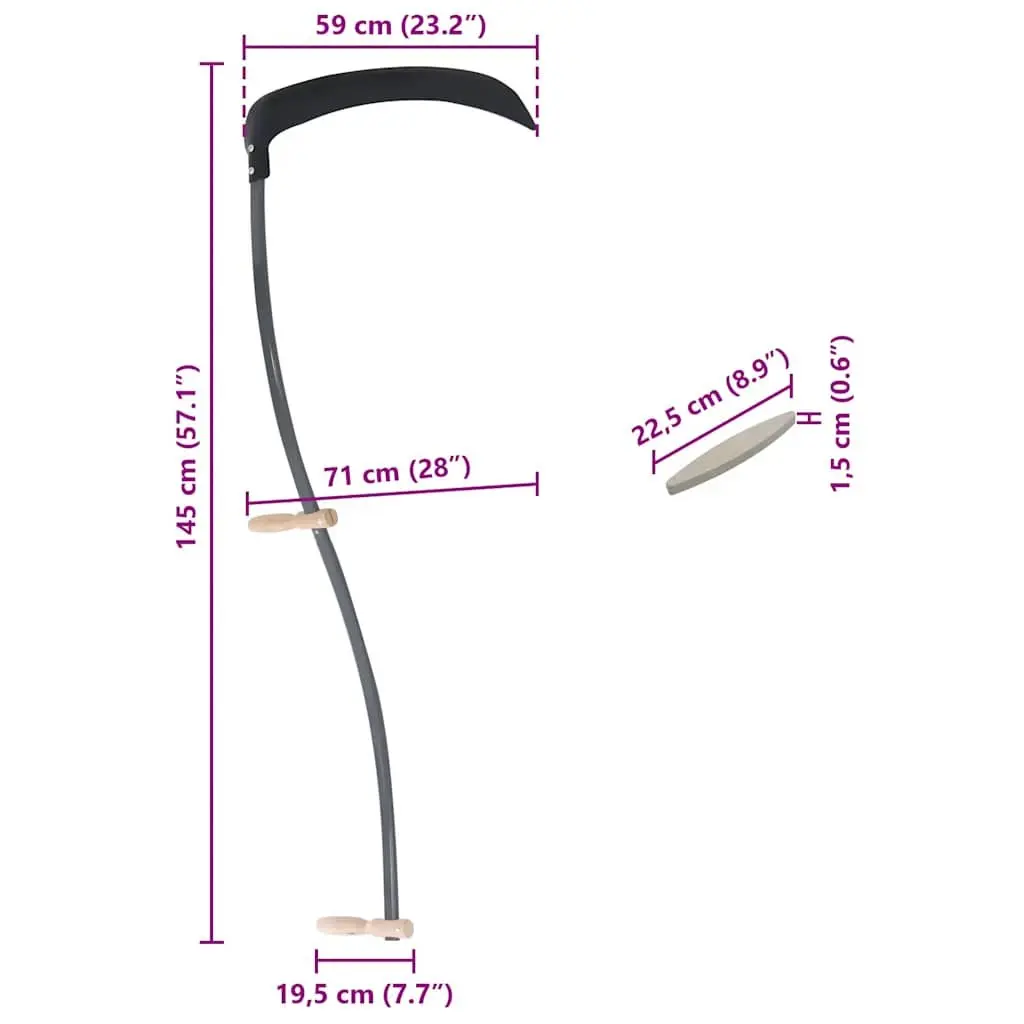 Scythe Garden Tool 145cm for Grass Cutting Weeds Harvesting with Steel Blade and Grinding Stone