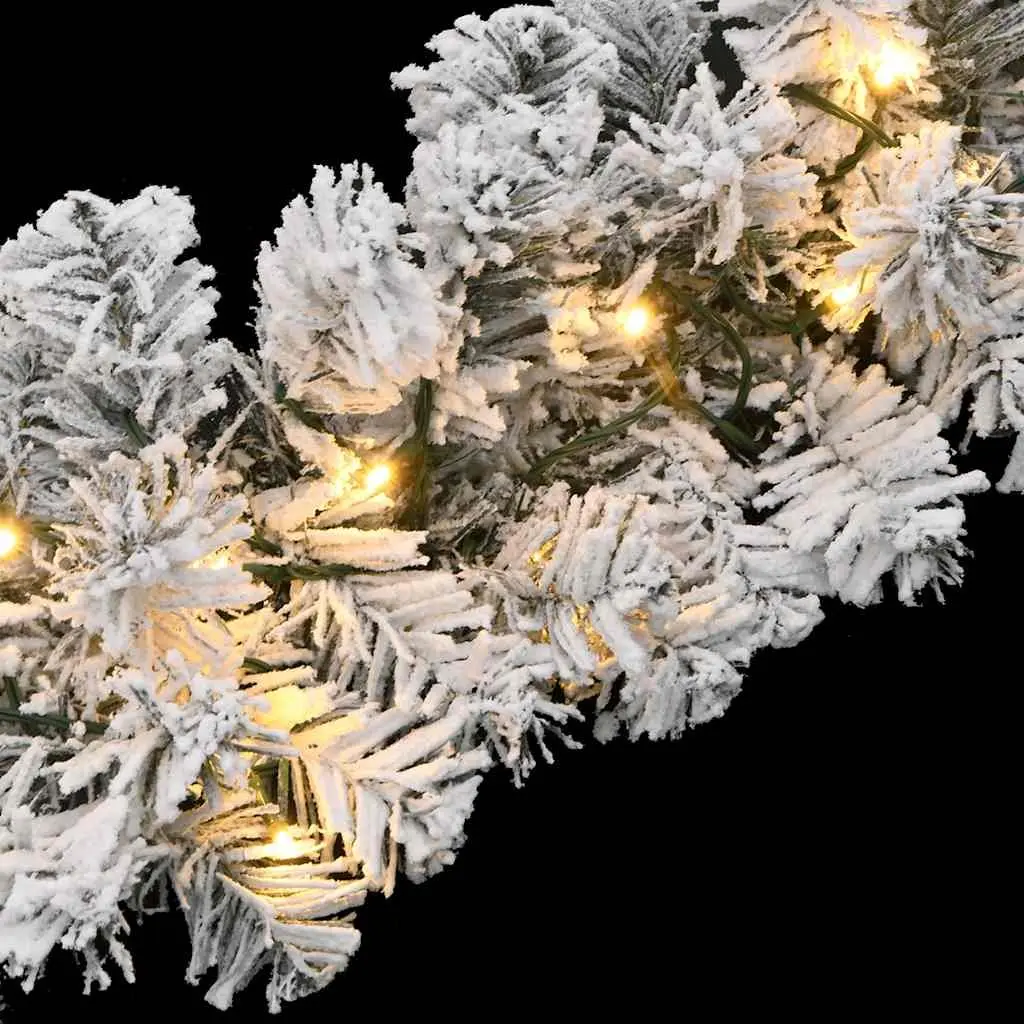 Christmas Garland Green LED Lights 5m Indoor Outdoor Holiday Decoration with Artificial Snow and 75 Warm Lighting Effects
