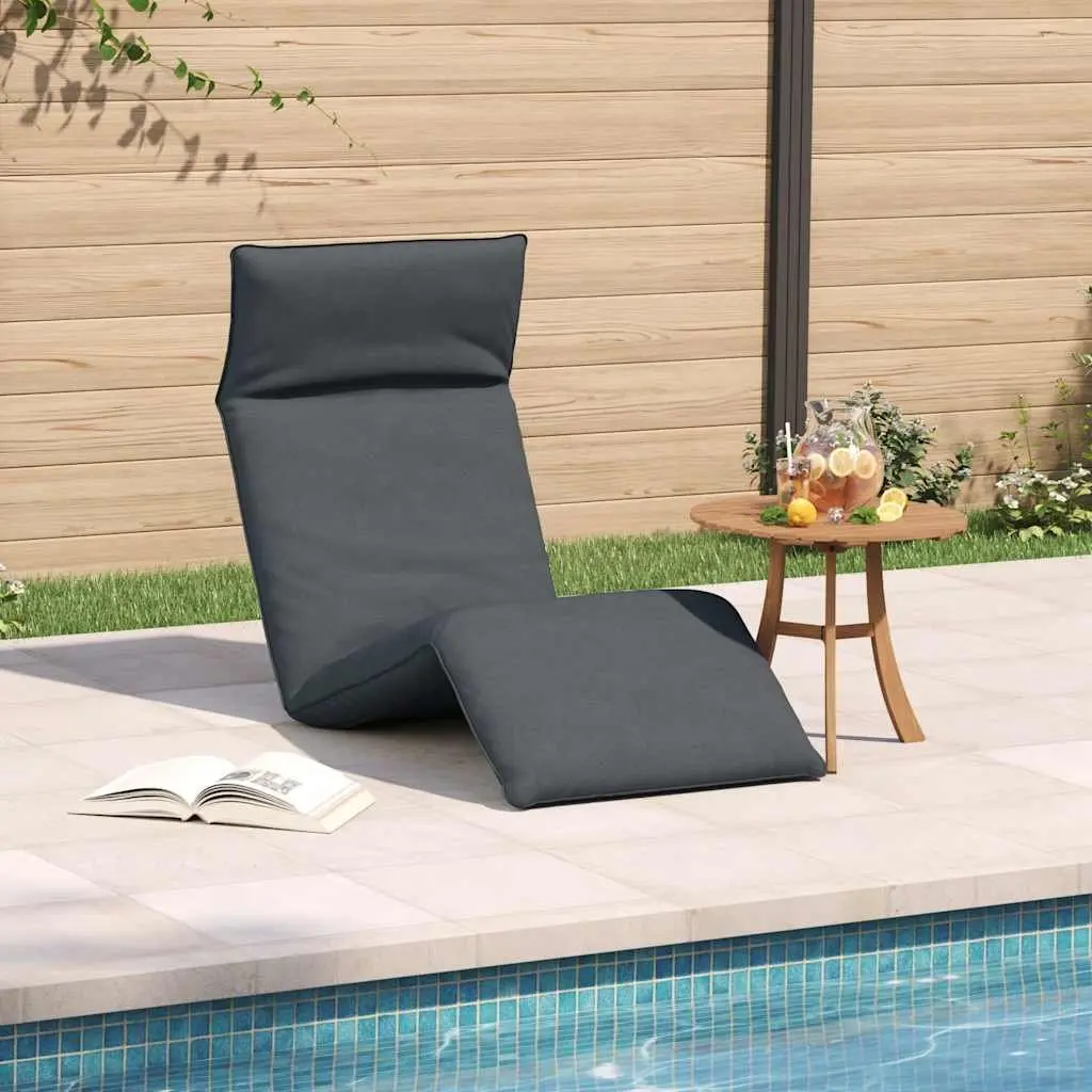 Folding Sun Lounger Anthracite Reclining Garden Beach Chair 5 Positions Portable