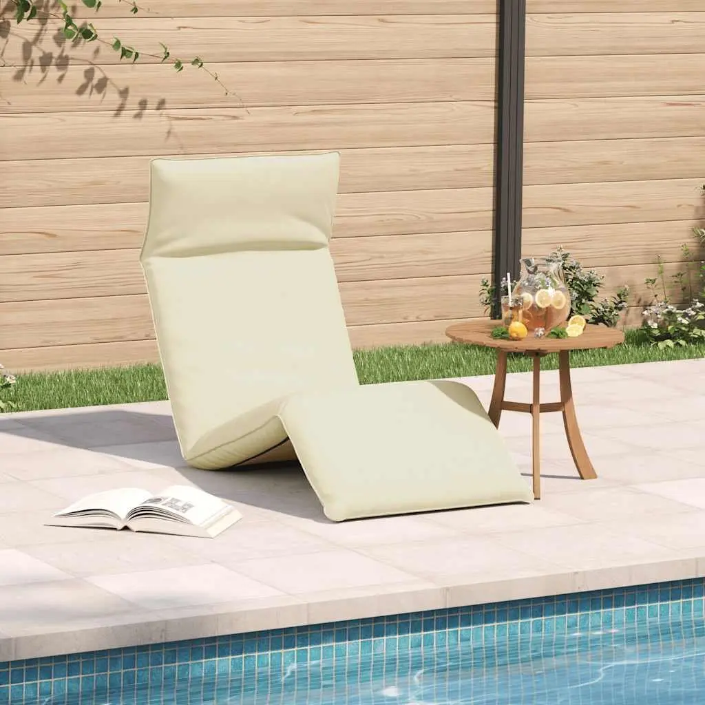 Folding Sun Lounger Chair Outdoor Garden Beach Cream 5 Position