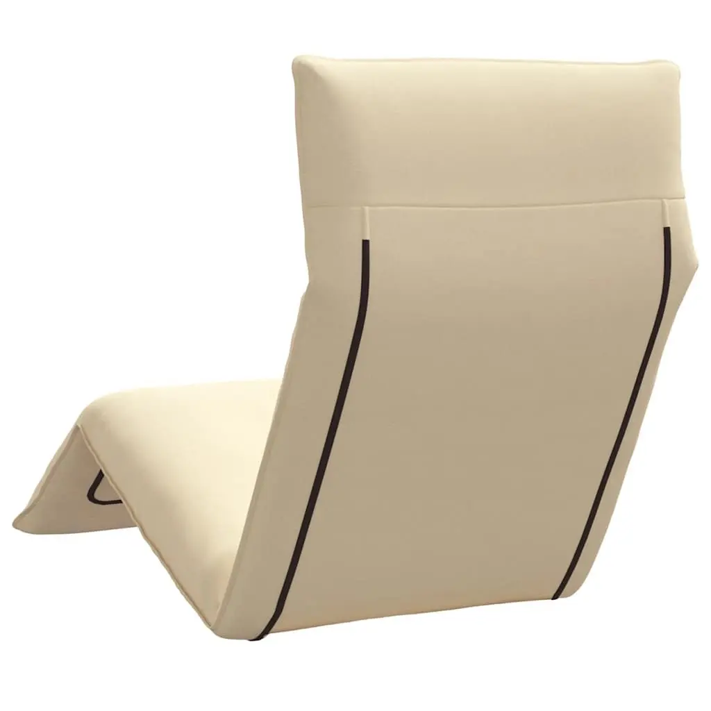 Folding Sun Lounger Beige Reclining Beach Garden Chair Outdoor Seating