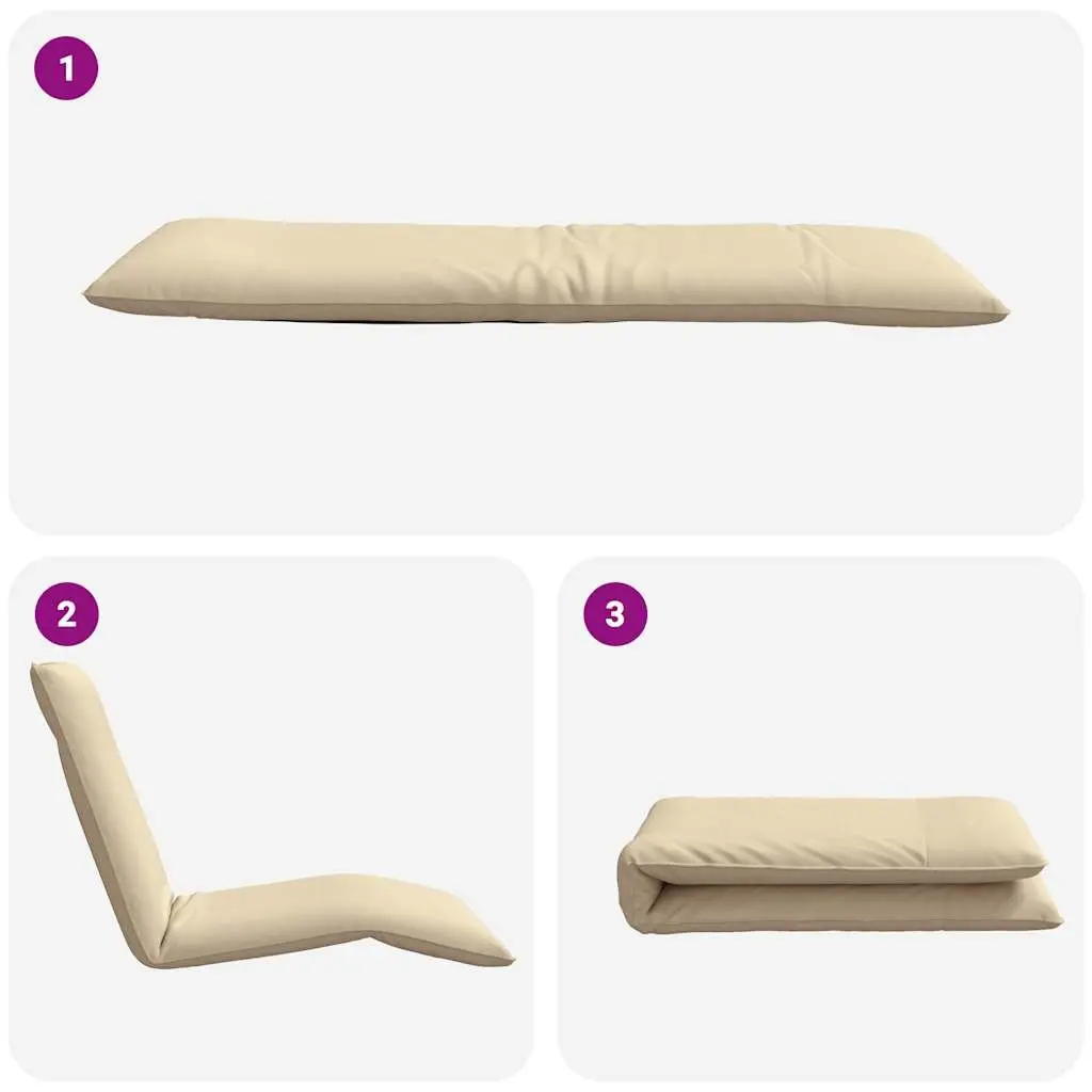 Folding Sun Lounger Beige Reclining Beach Garden Chair Outdoor Seating