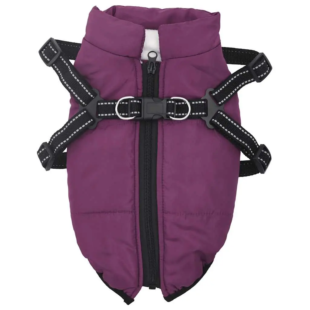Dog Coat with Built-in Harness Waterproof Reflective Winter Jacket Pet Apparel M