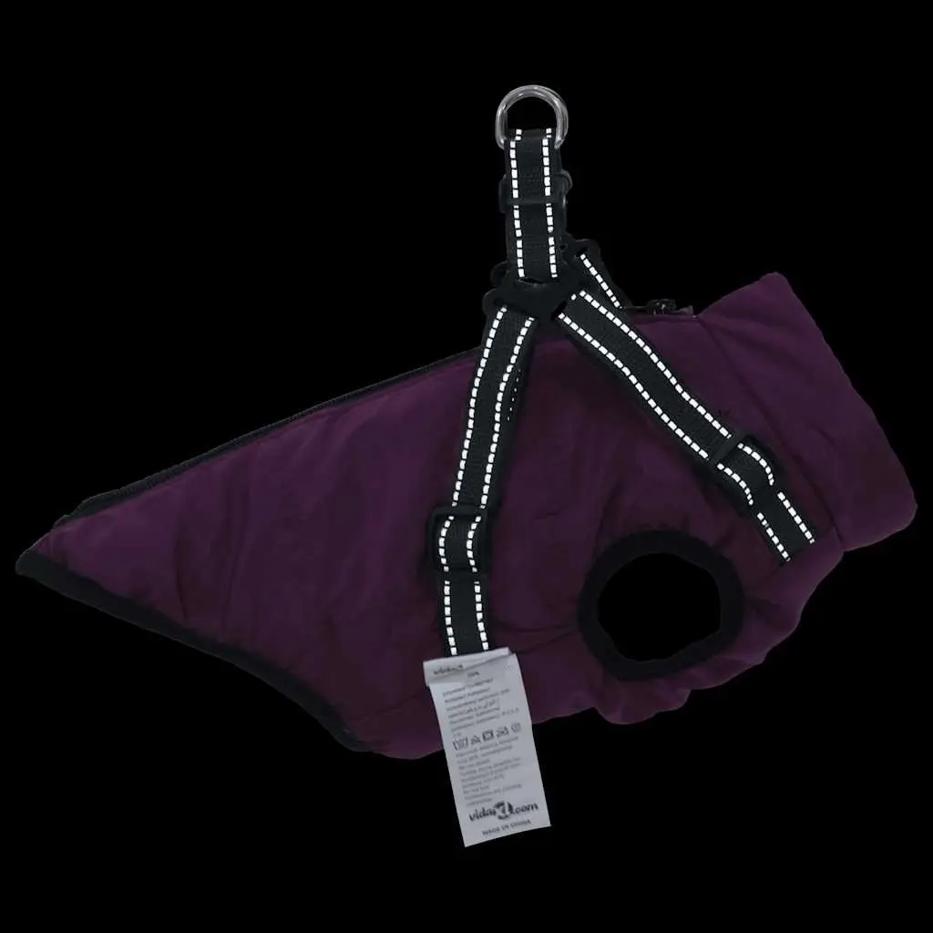 Dog Coat with Built-in Harness Waterproof Reflective Winter Jacket XL Purple