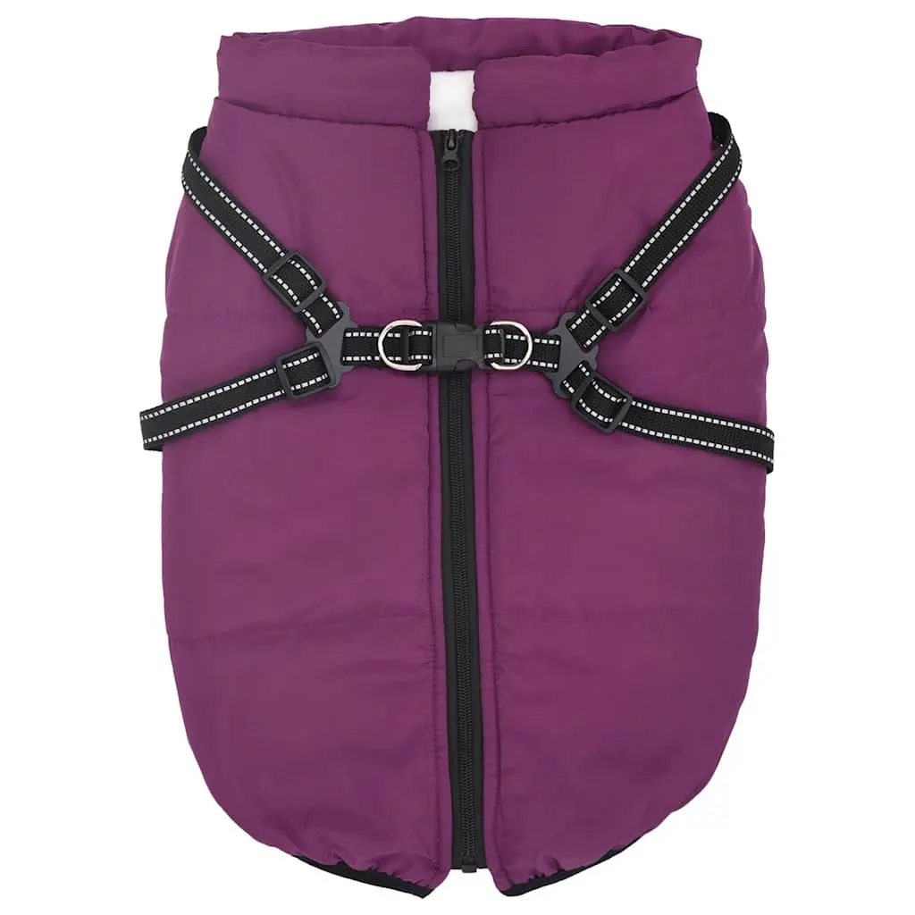 Dog Coat with Built-In Harness Waterproof Reflective Winter Jacket Purple 3XL