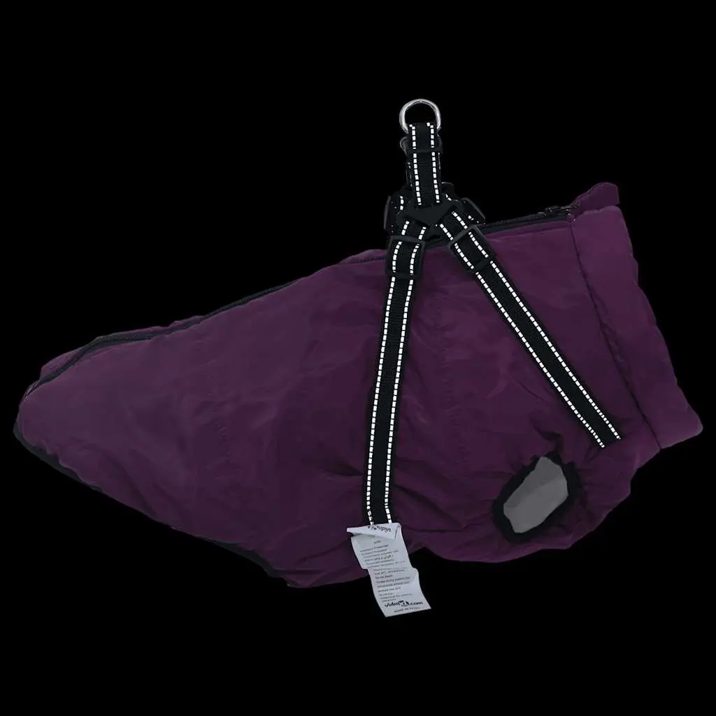 Dog Coat with Built-In Harness Waterproof Reflective Winter Jacket Purple 3XL