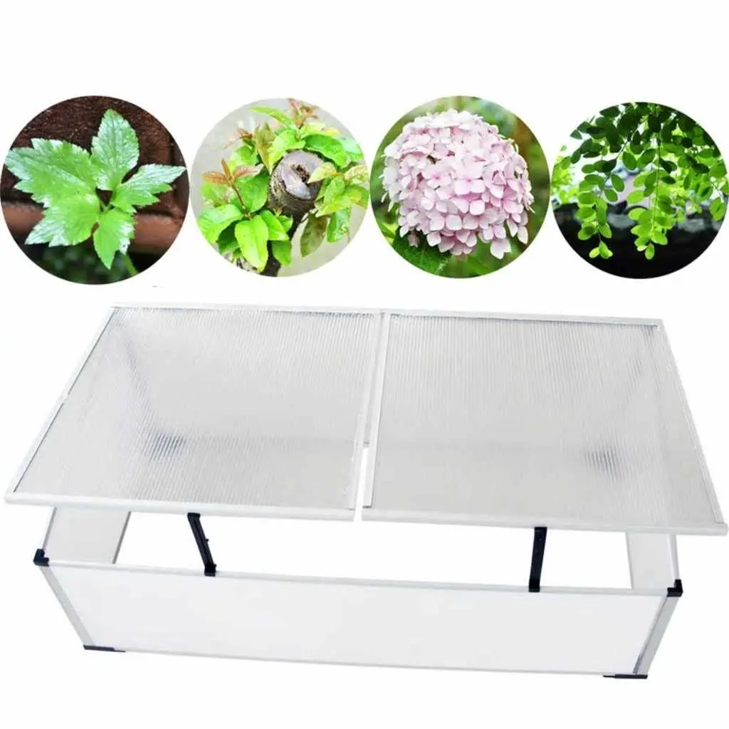 Cold Frame Greenhouse 2 Lids Polycarbonate Mini Garden Plant Protection