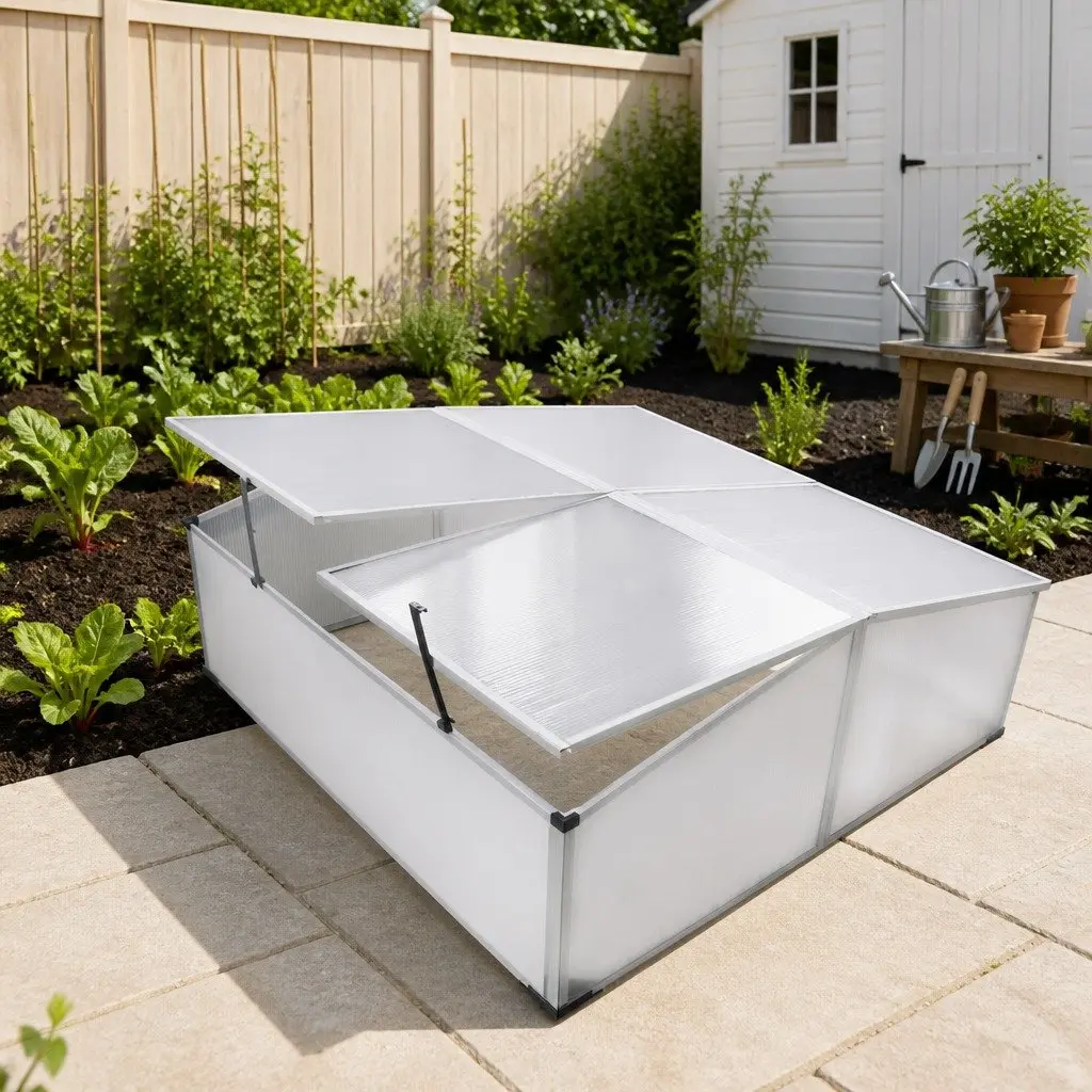 Cold Frame Greenhouse 4 Lids 108x41x110cm Polycarbonate Garden Growing