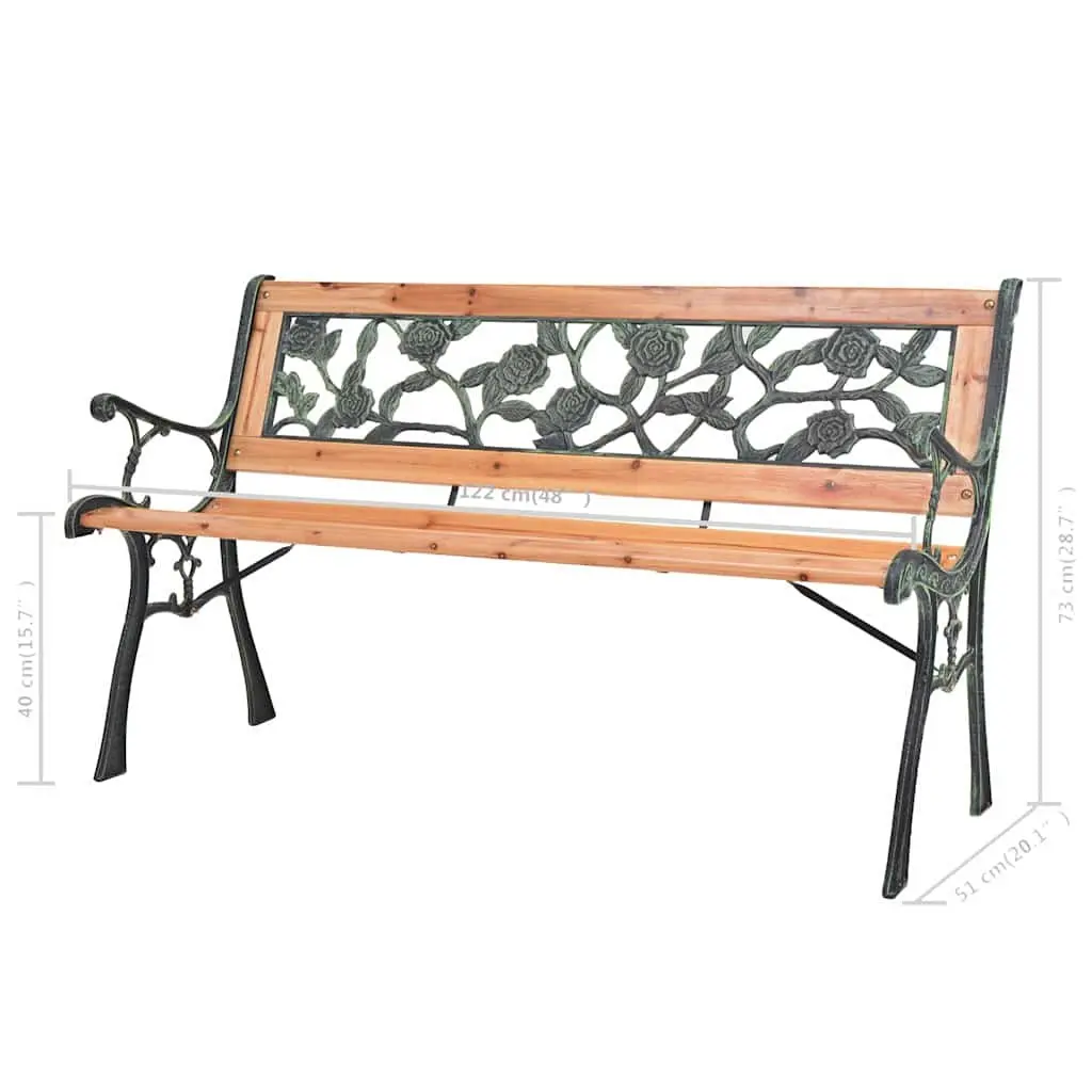 Garden Bench Outdoor Seating 122cm Brown Decorative Wooden Frame Backrest