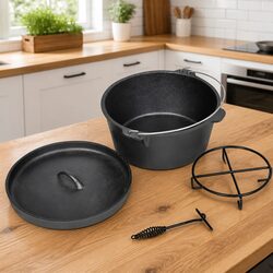 Dutch Oven Cooking Pot 9QT Black Cast Iron Casserole Stew Roast Baking Frying