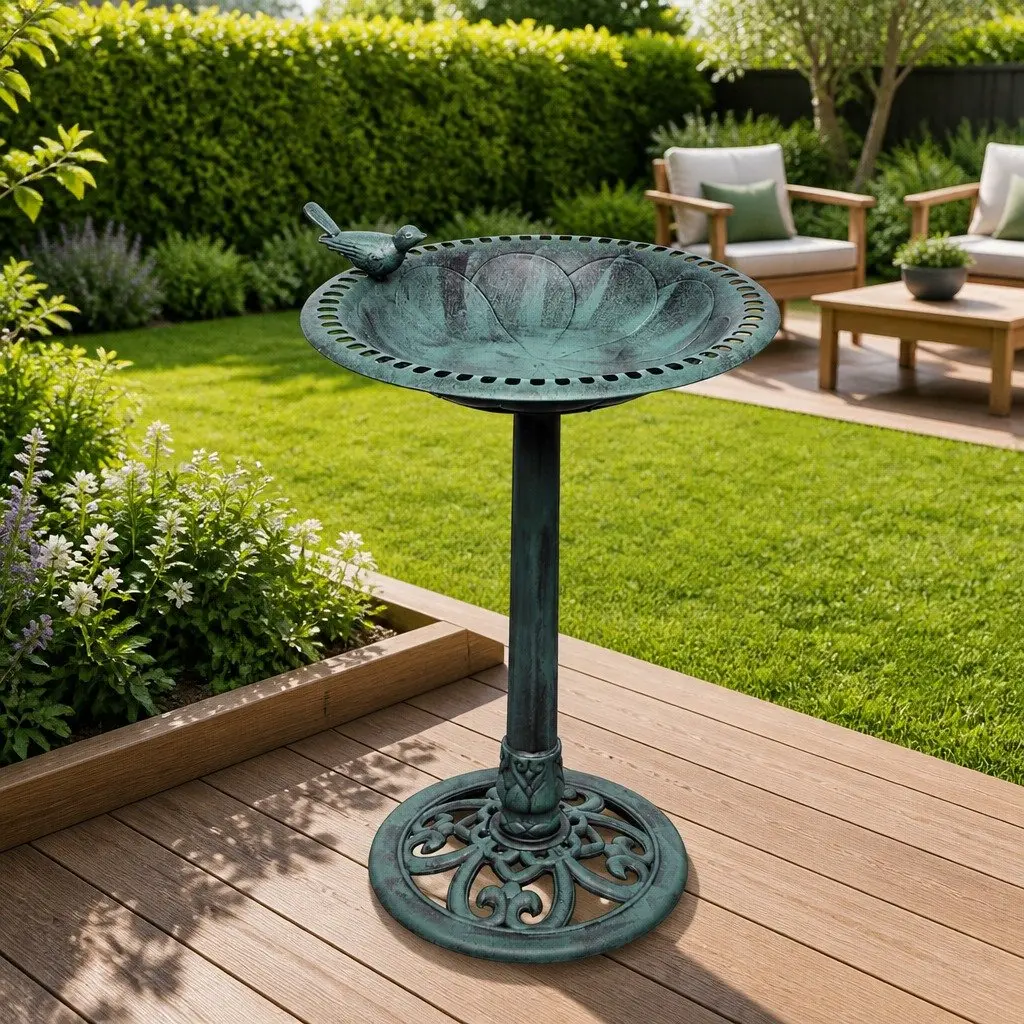Green Bird Bath for Outdoor Use