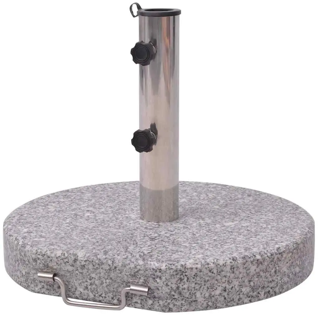 Parasol Stand 45cm Grey Outdoor Umbrella Base Granite Stainless Steel