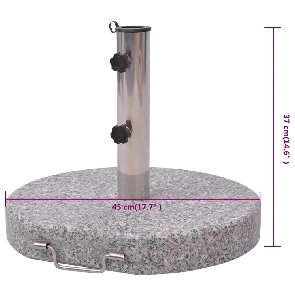 Parasol Stand 45cm Grey Outdoor Umbrella Base Granite Stainless Steel