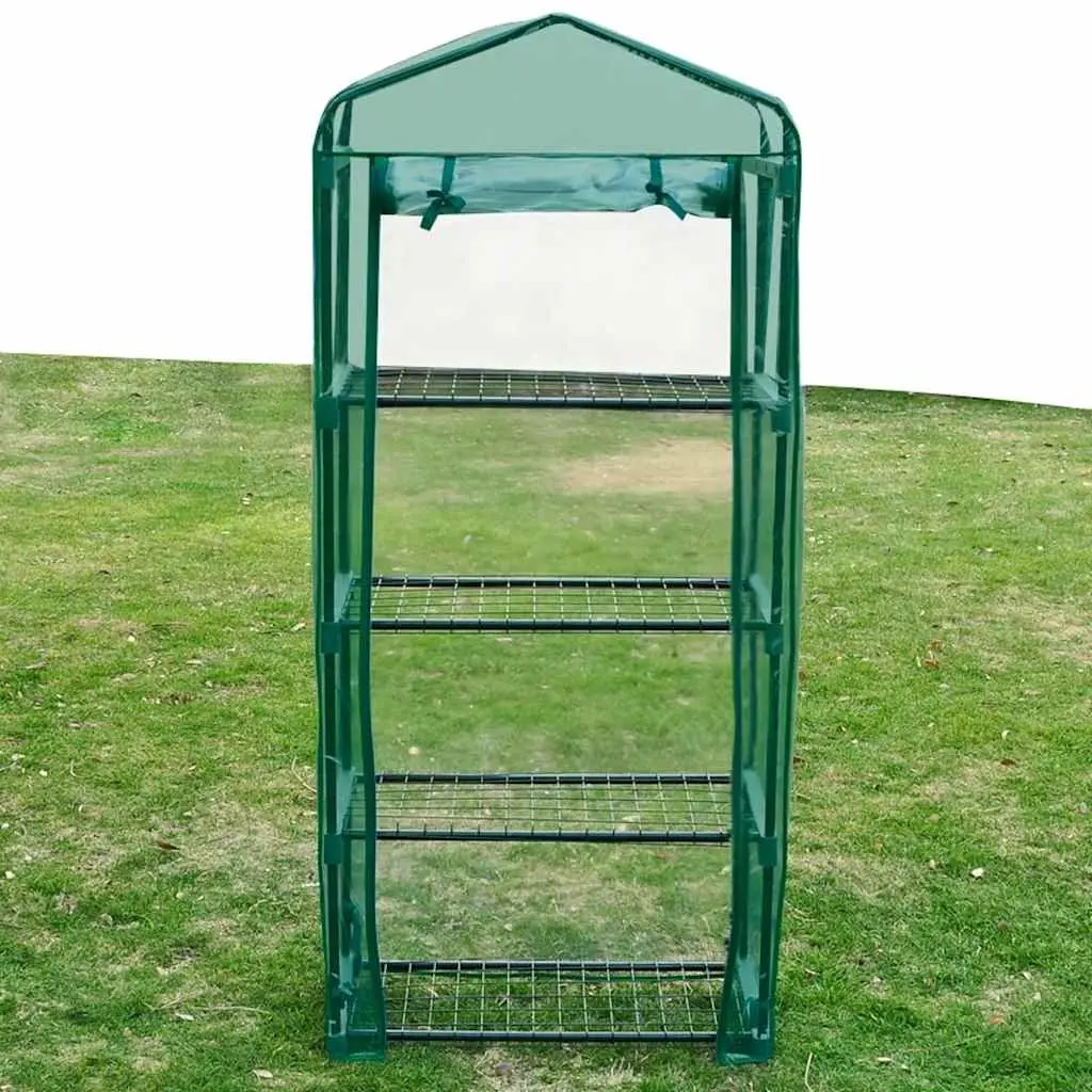Greenhouse for Garden Use 69 x 32 x 160 cm with 4 Shelves Portable Green Cover