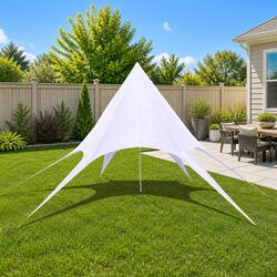 Hexagon Star Gazebo Garden Pavilion 14m White Outdoor Canopy Shelter