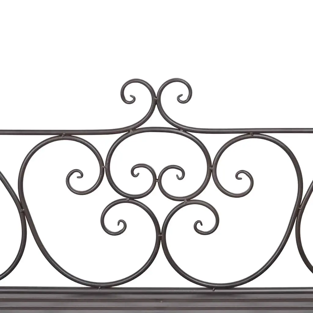 Metal Frame Garden Bench 132cm Weatherproof Outdoor Seating Brown