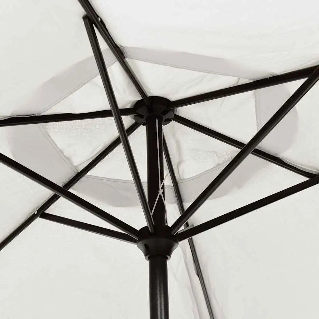 Garden Parasol 3m White Outdoor Sunshade UV Protection Tilt Steel Pole Shade