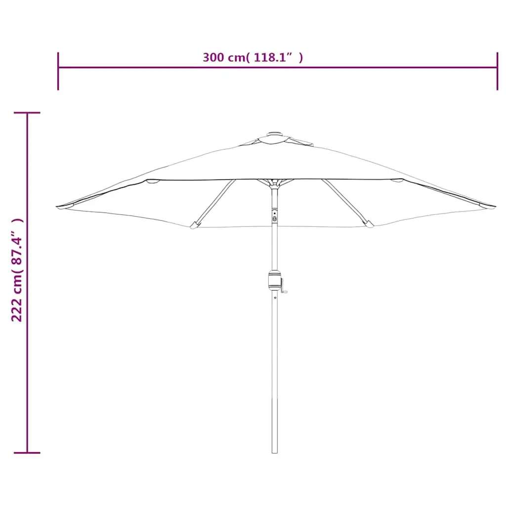 Garden Parasol 3m White Outdoor Sunshade UV Protection Tilt Steel Pole Shade