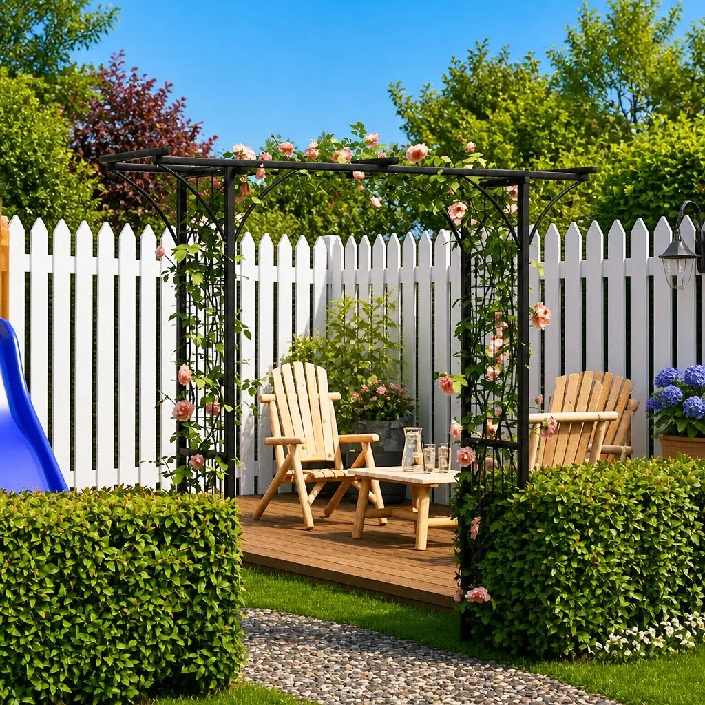 200cm Wide Black Garden Arch Frame