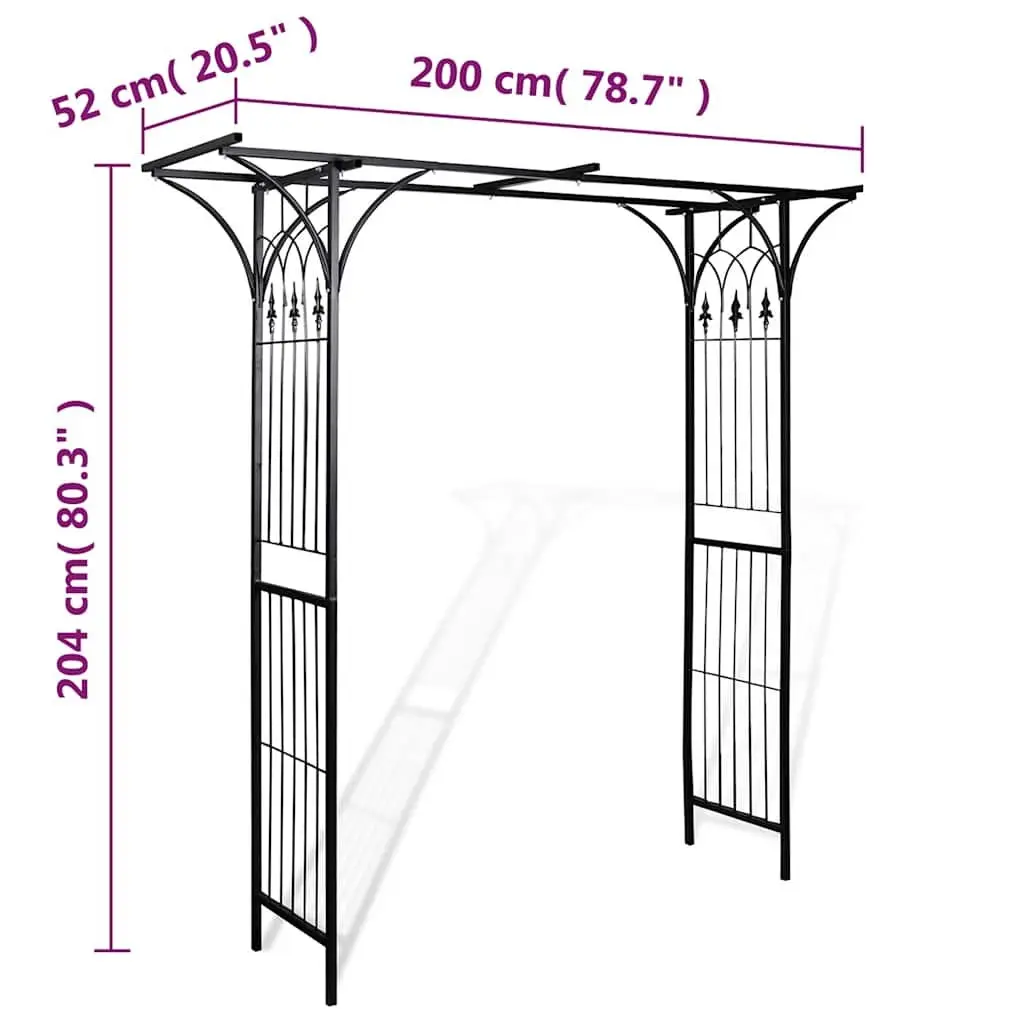 200cm Wide Black Garden Arch Frame