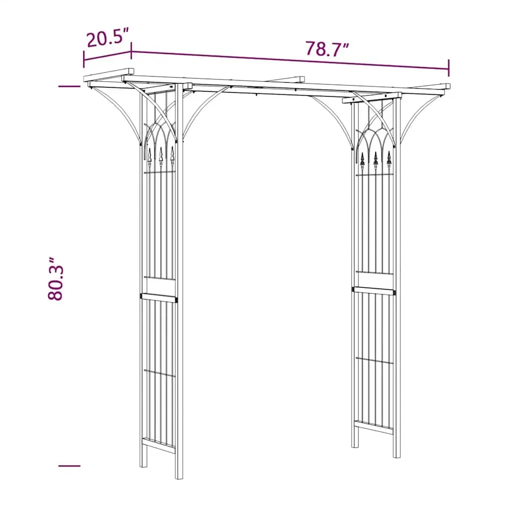 200cm Wide Black Garden Arch Frame