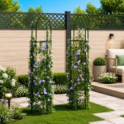 Garden Arch Towers - 2 Piece Set of Green Trellises