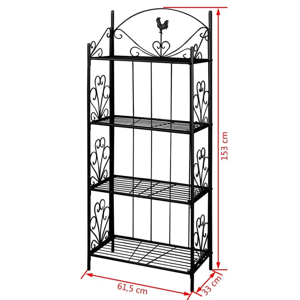 4-Tier Plant Rack Garden Patio Black Display Stand Shelf 153 cm