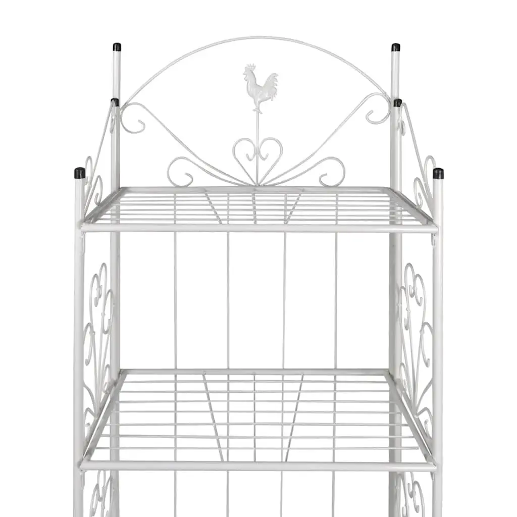 4-Tier Plant Rack Square White Garden Patio Display Stand Flower Pattern Steel