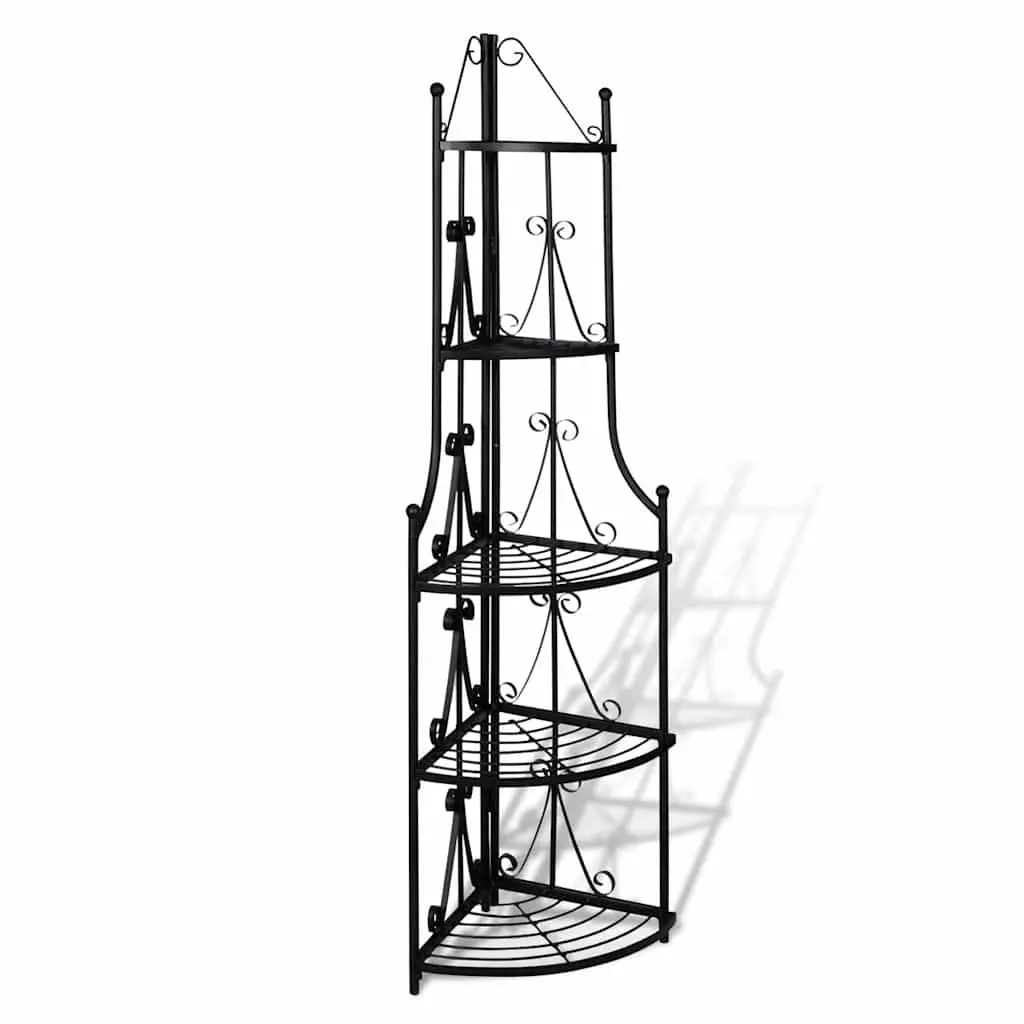 5-Tier Corner Plant Rack Black Garden Patio Stand Display Flower Shelf Unit