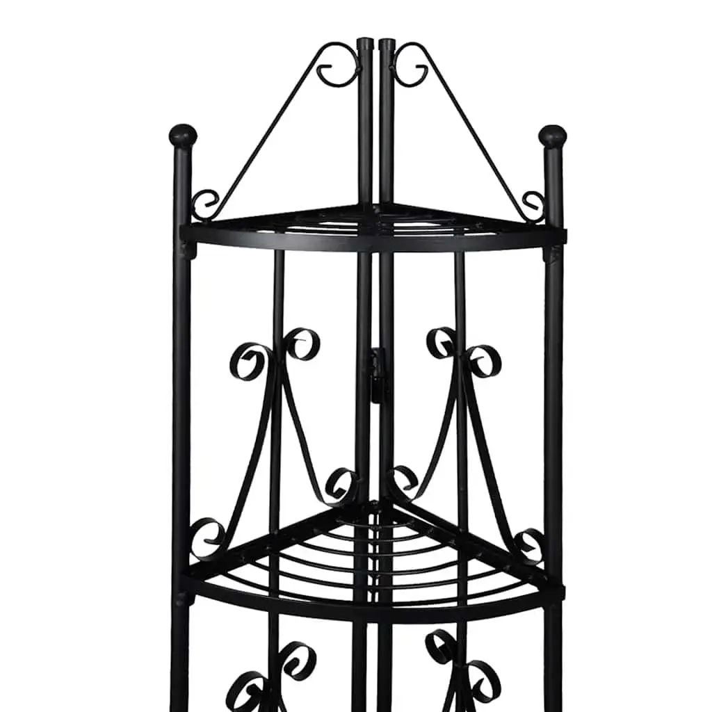 5-Tier Corner Plant Rack Black Garden Patio Stand Display Flower Shelf Unit