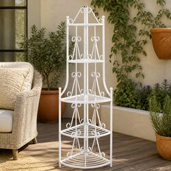 White 5-Tier Corner Plant Rack: 160cm Height