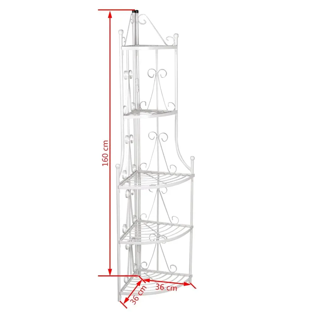 White Corner Plant Rack 5-Tier Indoor Outdoor Display Shelf 160cm Height