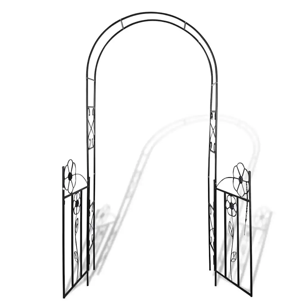 Garden Arch with Door for Outdoor Use Black Iron Size